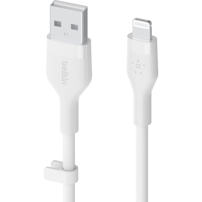 Кабель BELKIN USB-A - Lightning силіконовий, з кліпсою, 2м White (CAA008BT2MWH)