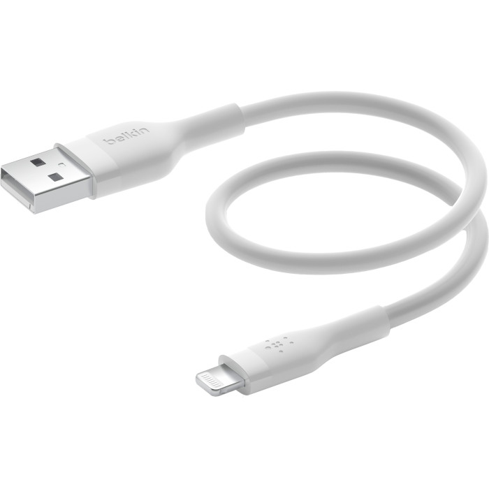 Кабель BELKIN USB-A - Lightning силиконовый, с клипсой, 2м White (CAA008BT2MWH)