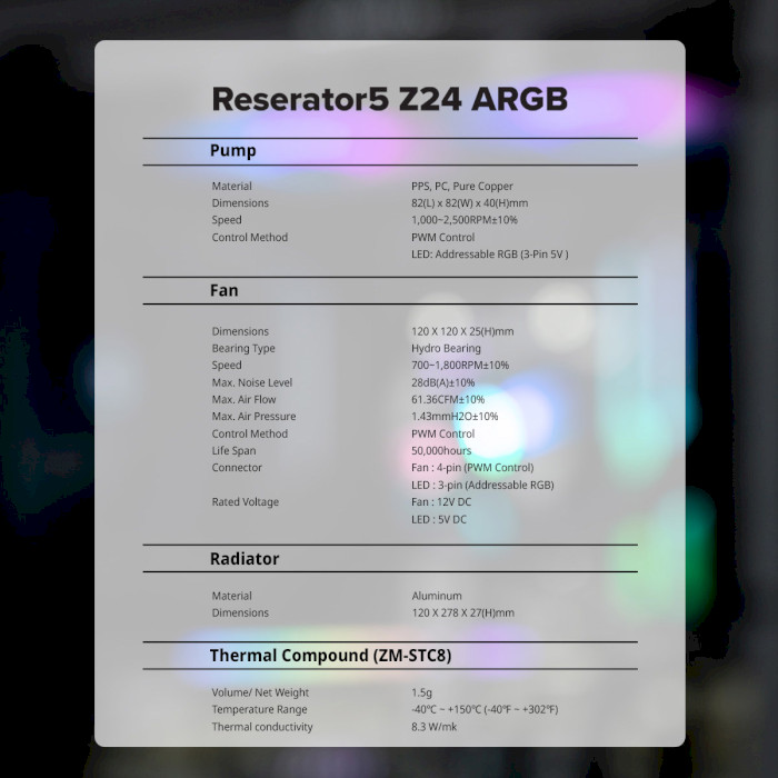 Система водяного охолодження ZALMAN Reserator 5 Z24 ARGB Black