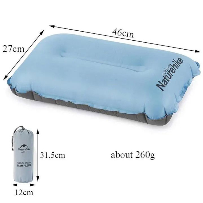 Подушка туристична NATUREHIKE Sponge Automatic Inflatable Pillow Light Blue (NH17A001-L-LBL)