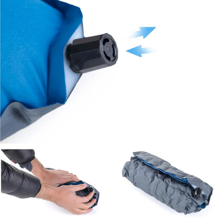 Подушка туристическая NATUREHIKE Sponge Automatic Inflatable Pillow Light Blue (NH17A001-L-LBL)