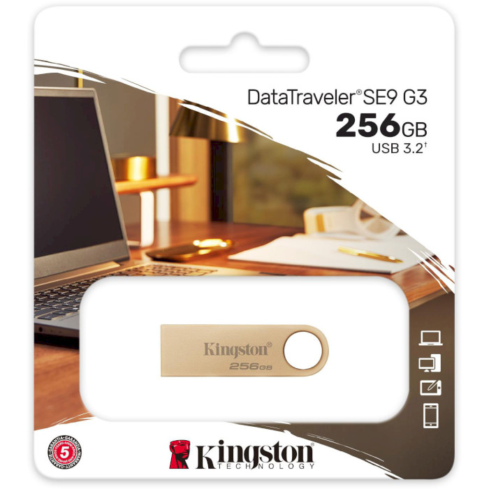 Флэшка KINGSTON DataTraveler SE9 G3 256GB USB3.2 Gold (DTSE9G3/256GB)