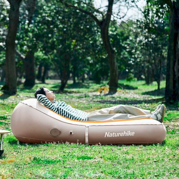 Матрас надувной c подголовником NATUREHIKE Outdoor Inflatable Single Lazy Sofa with Pillow 180x76 Beige (CNH22DZ027)