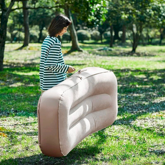 Матрац надувний c підголівником NATUREHIKE Outdoor Inflatable Single Lazy Sofa with Pillow 180x76 Beige (CNH22DZ027)