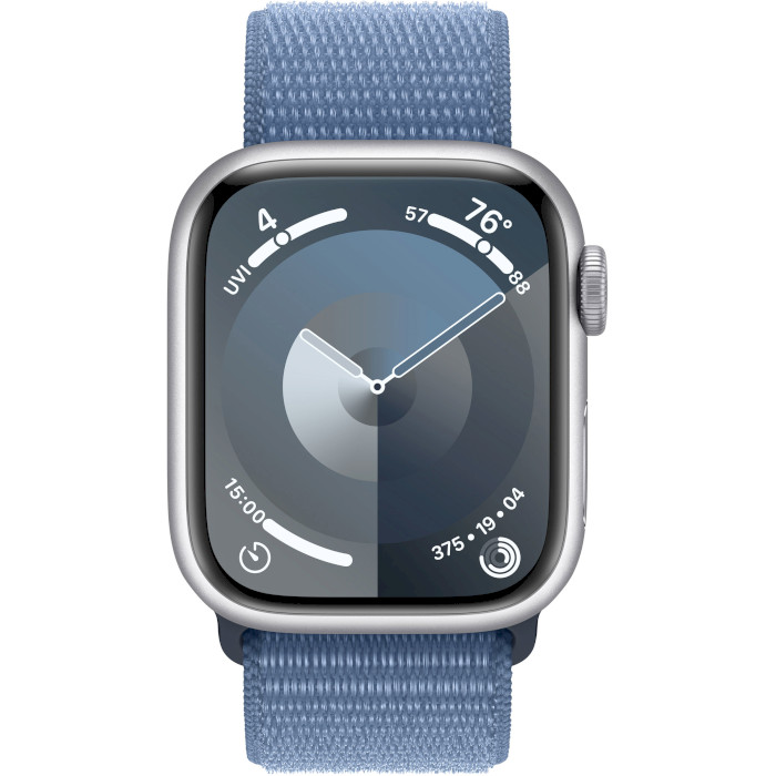 Смарт-годинник APPLE Watch Series 9 GPS 45mm Silver Aluminum Case with Winter Blue Sport Loop (MR9F3QP/A)