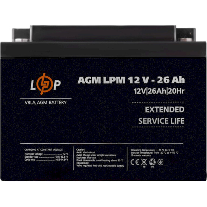 Акумуляторна батарея LOGICPOWER LPM 12V - 26Ah (12В, 26Агод) (LP22883)