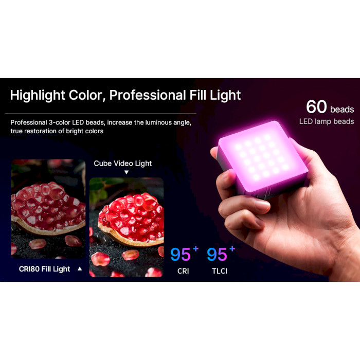 Підсвічування для відеозйомки ULANZI VL49 Pro Rechargeable Mini RGB Light (UV-B01001)