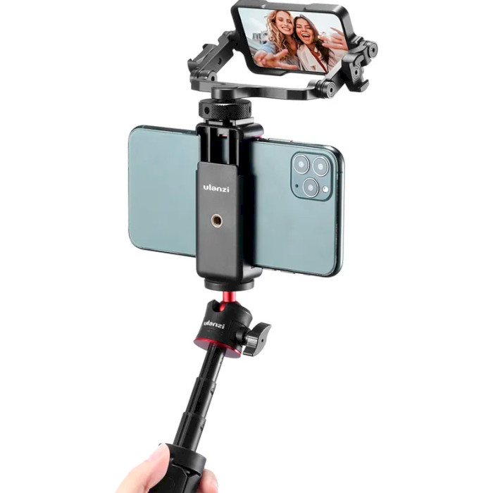 Держатель для смартфона ULANZI ST-27 Metal Phone Tripod Mount Clip & PT-14 Universal Camera Flip Mirror (UV-2881)