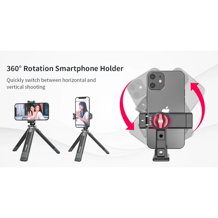 Держатель для смартфона ULANZI ST-27 Metal Phone Tripod Mount Clip & PT-14 Universal Camera Flip Mirror (UV-2881)