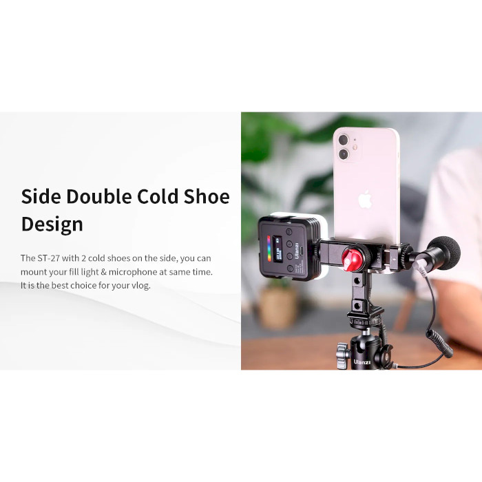 Держатель для смартфона ULANZI ST-27 Metal Phone Tripod Mount Clip & PT-14 Universal Camera Flip Mirror (UV-2881)