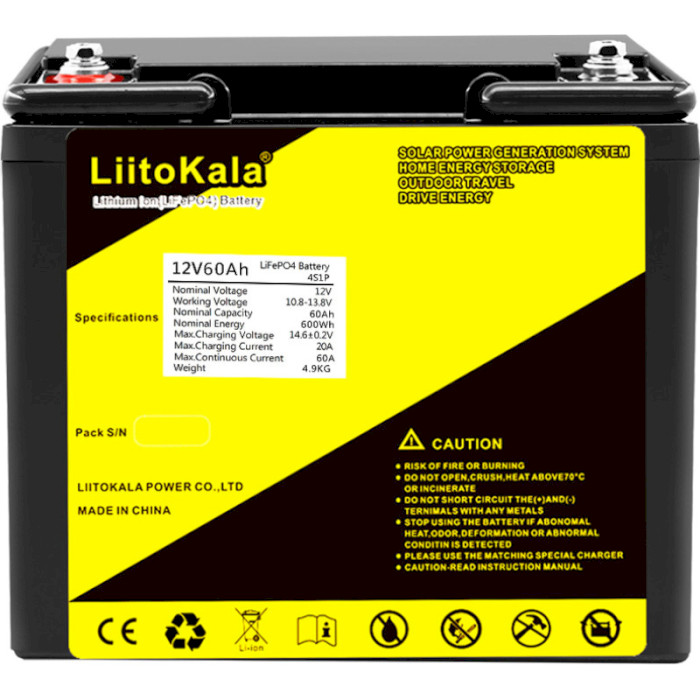 Акумуляторна батарея LIITOKALA LiFePO4 12V 60Ah (12В, 60Агод) (12V60AH LIFEPO4)