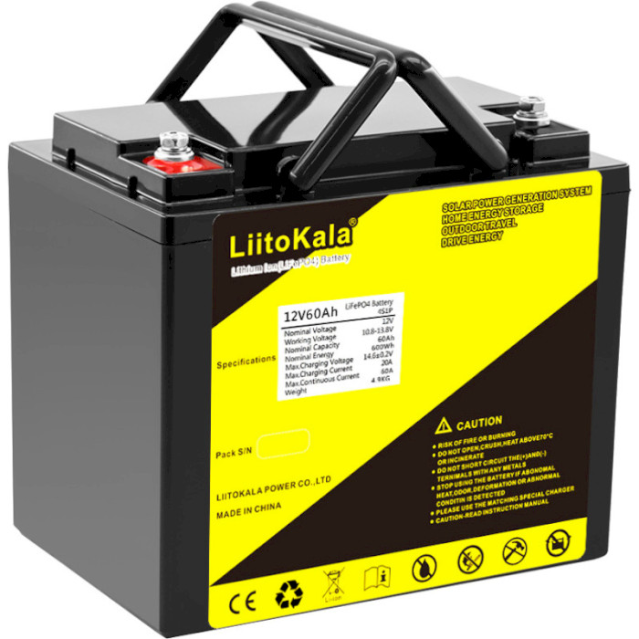 Акумуляторна батарея LIITOKALA LiFePO4 12V 60Ah (12В, 60Агод) (12V60AH LIFEPO4)