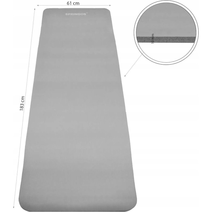 Килимок для фітнесу SPRINGOS NBR 10mm Gray (YG0032)