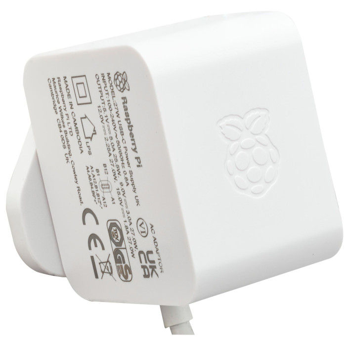 Блок питания RASPBERRY PI Power Supply 27W, USB-C PD, 1.2m White (SC1152)