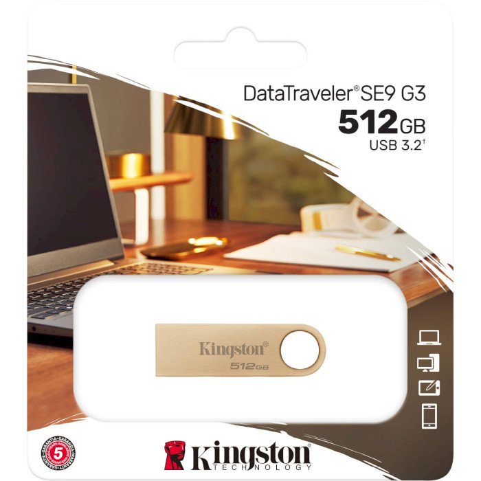 Флэшка KINGSTON DataTraveler SE9 G3 512GB USB3.2 Gold (DTSE9G3/512GB)