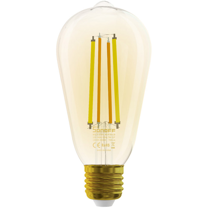 Розумна лампа SONOFF Smart Wi-Fi LED Filament Bulb Amber E27 7W 1800-5000K (B02-F-ST64)