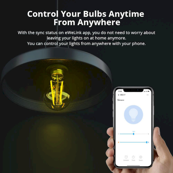 Умная лампа SONOFF Smart Wi-Fi LED Filament Bulb Cyan E27 7W 2200-6500K (B02-F-A60)