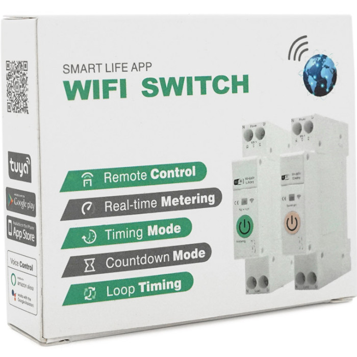 Wi-Fi вимикач-реле на DIN рейку VOLTRONIC 63A з вимірюванням струму та напруги, захистом від перенапруження
