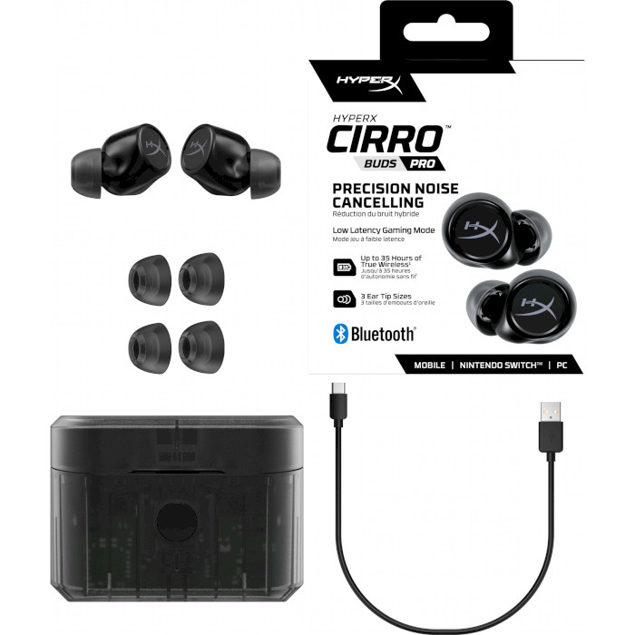 Навушники геймерскі HYPERX Cirro Buds Pro Black (727A5AA)