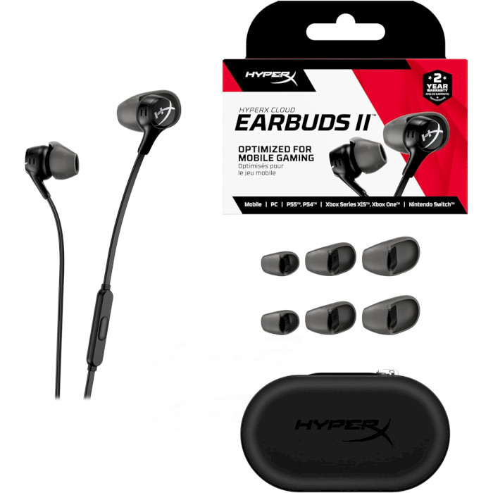 Навушники геймерскі HYPERX Cloud Earbuds II Black (70N24AA)