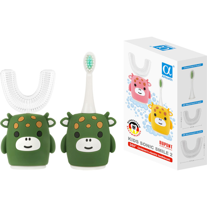 Электрическая детская зубная щётка AHEALTH Kids Sonic Smile 2 Green