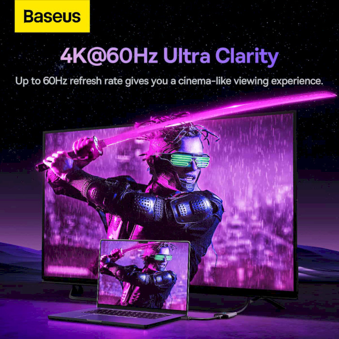 HDMI світч 2 to 1 BASEUS AirJoy Series 2-in-1 Bidirectional HDMI Switch (B01331105111-00)