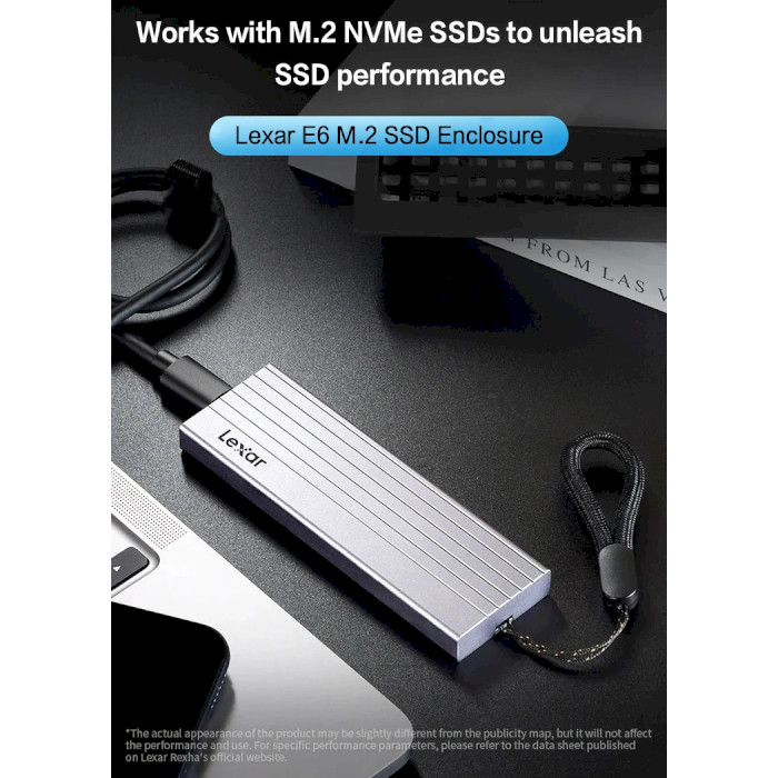 Кишеня зовнішня LEXAR E6 M.2 SSD Enclosure NVMe/SATA M.2 SSD to USB 3.2 (LPAE06N-RNBNG)