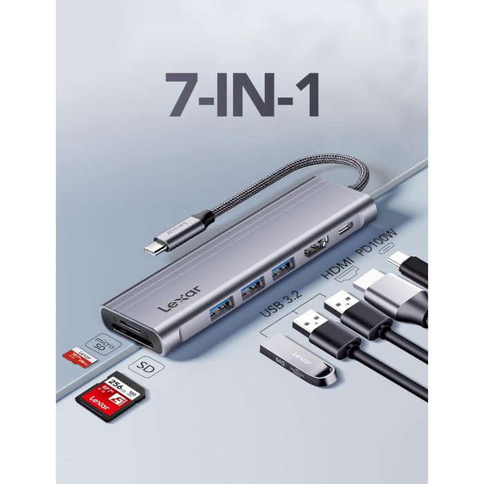 Порт-репликатор LEXAR H31 7-in-1 USB-C Hub (LPAH31N-RNHNG)