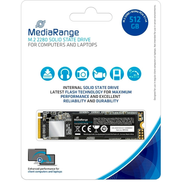 SSD диск MEDIARANGE 512GB M.2 NVMe (MR1032)