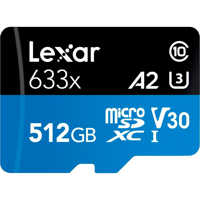 Карта памяти LEXAR microSDXC High Performance 633x 512GB UHS-I U3 V30 A2 Class 10 + SD-adapter (LSDMI512BB633A)