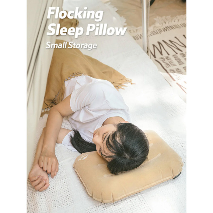 Подушка туристична NATUREHIKE TPU Flocking Inflatable Pillow Beige (NH21ZT002-BG)