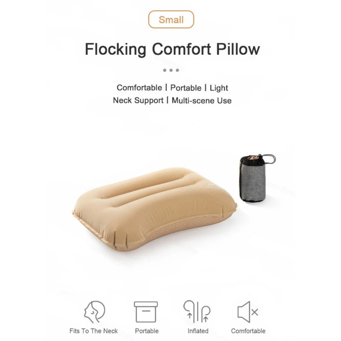 Подушка туристична NATUREHIKE TPU Flocking Inflatable Pillow Beige (NH21ZT002-BG)