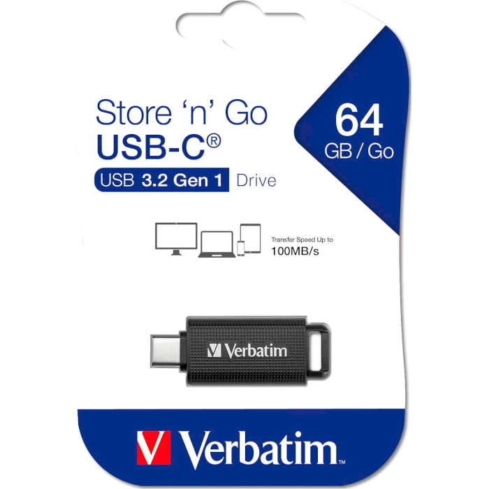 Флэшка VERBATIM Store 'n' Go USB-C 64GB USB-C3.2 (49458)