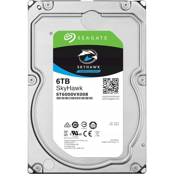 Жорсткий диск 3.5" SEAGATE SkyHawk 6TB SATA/256MB (ST6000VX008)