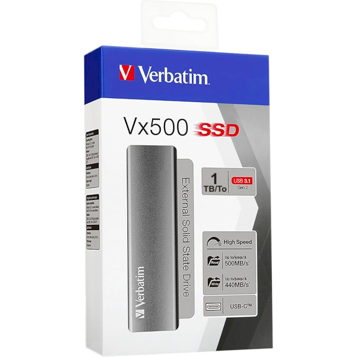 Портативний SSD диск VERBATIM Vx500 1TB USB3.1 Gen2 (47444)