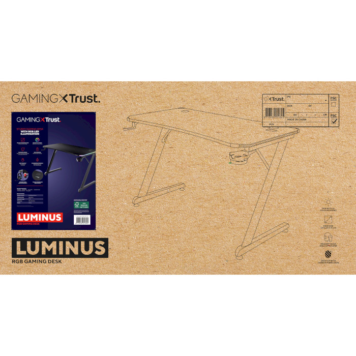 Геймерський стіл TRUST GXT 709 Luminus RGB Black (25184)