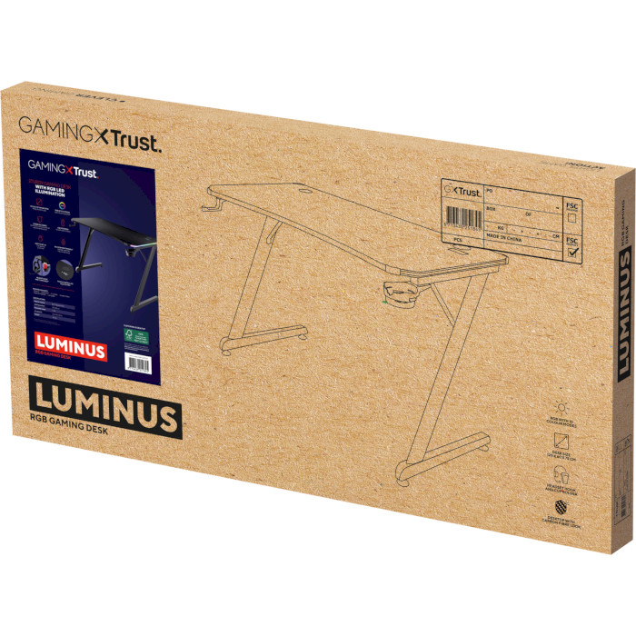 Геймерский стол TRUST GXT 709 Luminus RGB Black (25184)