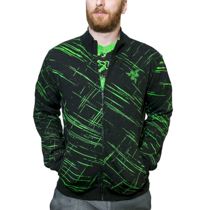 Куртка RAZER Tempest Track Jacket, Mens, S, Black/Green