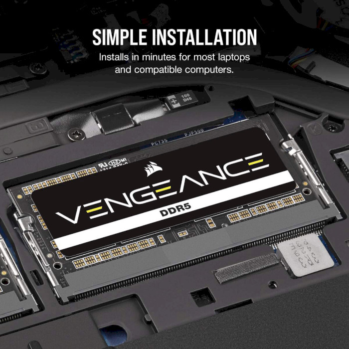 Модуль пам'яті CORSAIR Vengeance SO-DIMM DDR5 4800MHz 32GB Kit 2x16GB (CMSX32GX5M2A4800C40)