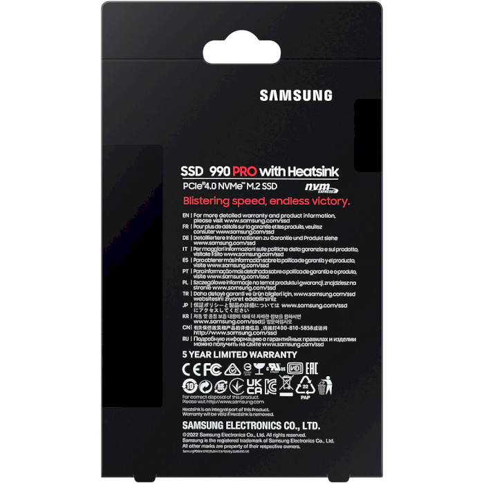 SSD диск SAMSUNG 990 Pro w/heatsink 4TB M.2 NVMe (MZ-V9P4T0GW)