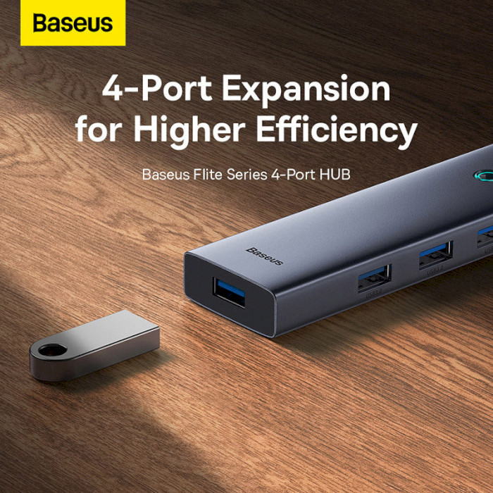 USB-хаб BASEUS Flite Series 4-port USB-A Hub Space Gray (B0005280A813-02)