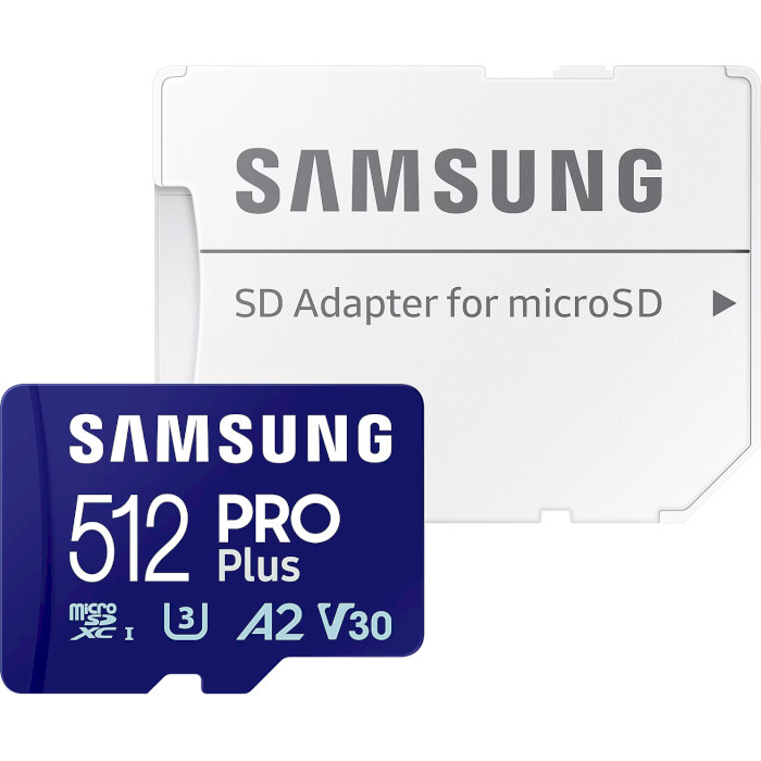Карта памяти SAMSUNG microSDXC Pro Plus 512GB UHS-I U3 V30 A2 Class 10 + SD-adapter (MB-MD512SA/EU)