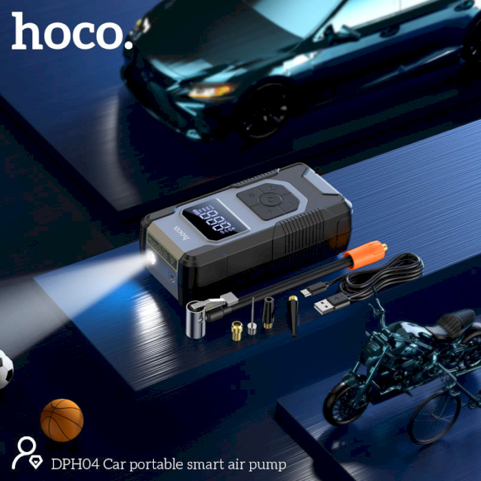 Автокомпресор HOCO DPH04 Car Portable Smart Air Pump Black