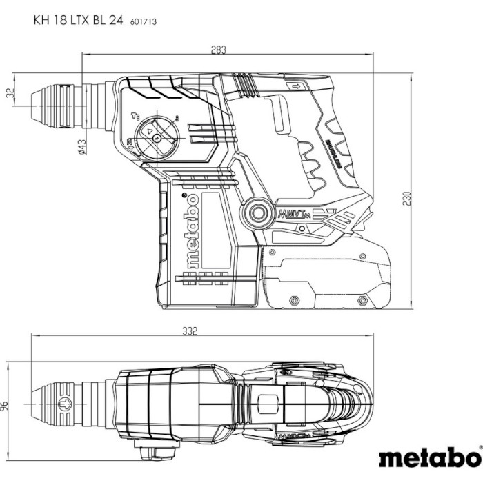 Акумуляторний перфоратор METABO KH 18 LTX BL 24 SDS-plus (601713850)