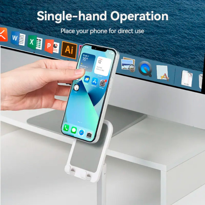 Держатель для смартфона/планшета VENTION Height Adjustable Desktop Cell Phone Stand White (KCQW0)