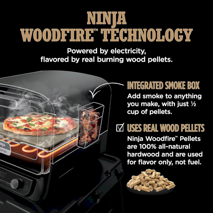 Электродуховка-барбекю и коптильня NINJA Woodfire 8-in-1 (OO101EU)