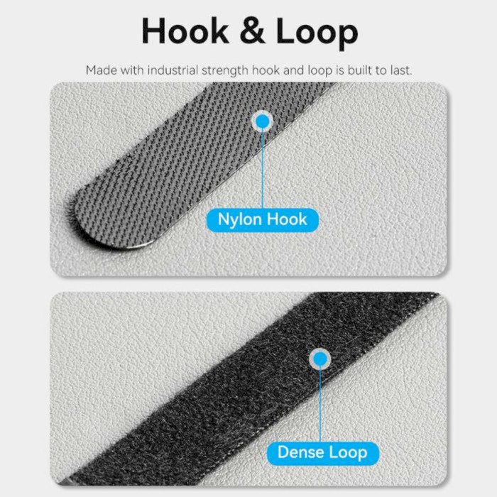 Стяжка-липучка VENTION Hook & Loop Cable Tie 180x12мм чёрная (KAOB0)