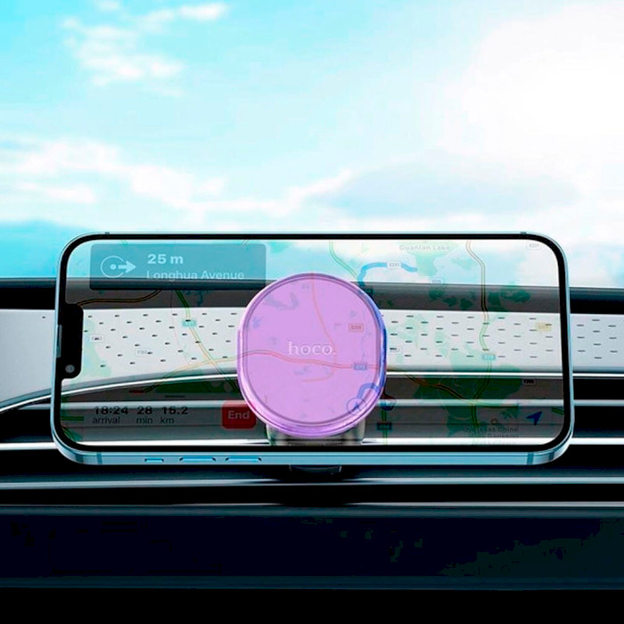 Автотримач для смартфона HOCO H1 Crystal Strong Magnetic Air Outlet Car Holder Romantic Purple