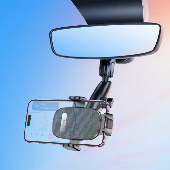 Автодержатель для смартфона HOCO H17 Waves Rearview Mirror Car Holder Black