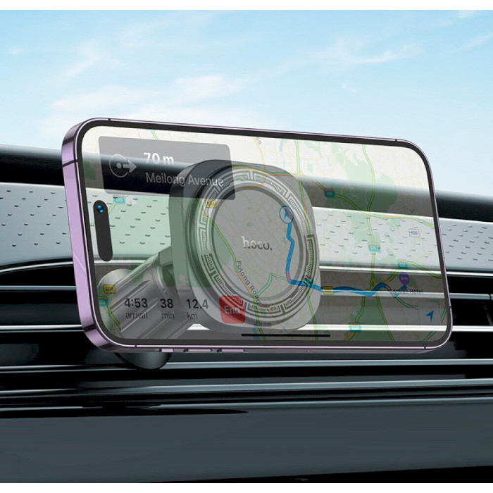 Автотримач для смартфона HOCO H28 Rainbow Ring Magnetic Air Outlet Car Holder Black